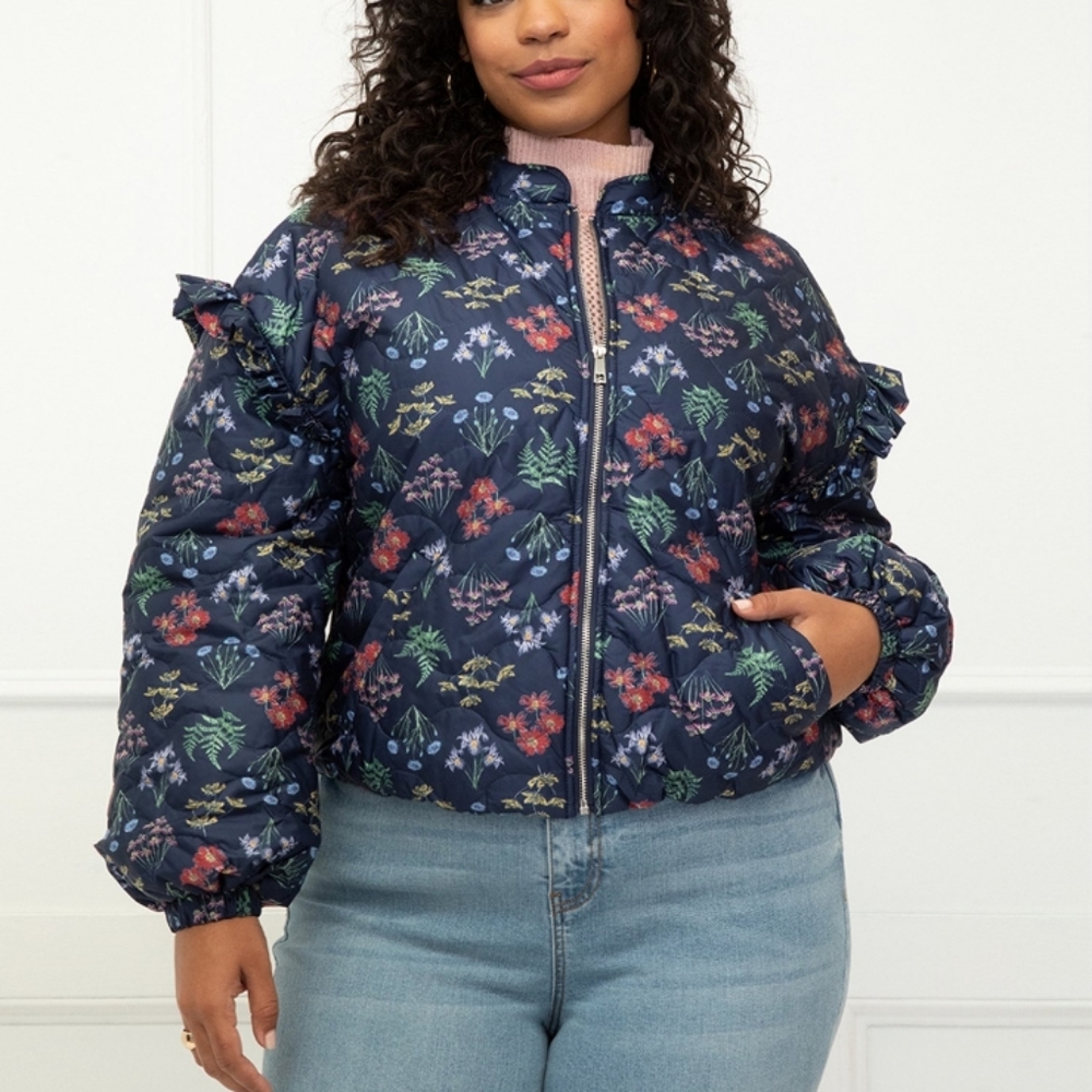 NWT ELOQUII BOHO FLORAL QUILTED JACKET